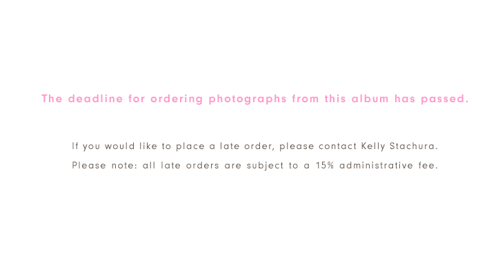 The deadline for ordering photographs from this album has passed.  If you would like to place a late order, please contact Kelly Stachura.  Please note: all late orders are subject to a 15 percent administrative fee.